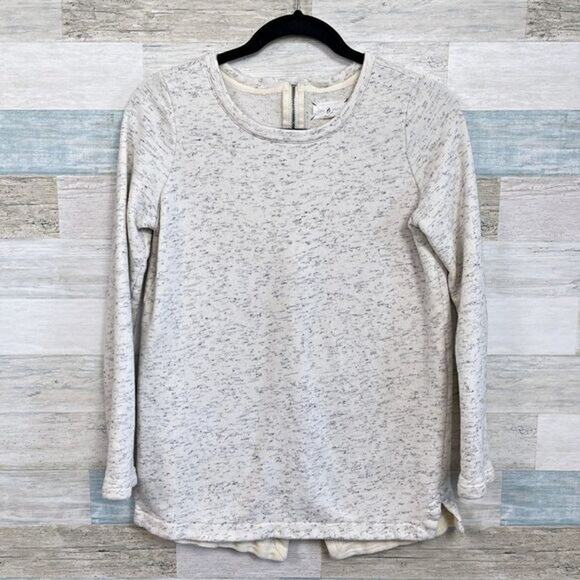 LOU & GREY Flecked Back Zip Tunic Sweatshirt Gray Cotton Casual Womens Small - Picture 1 of 6